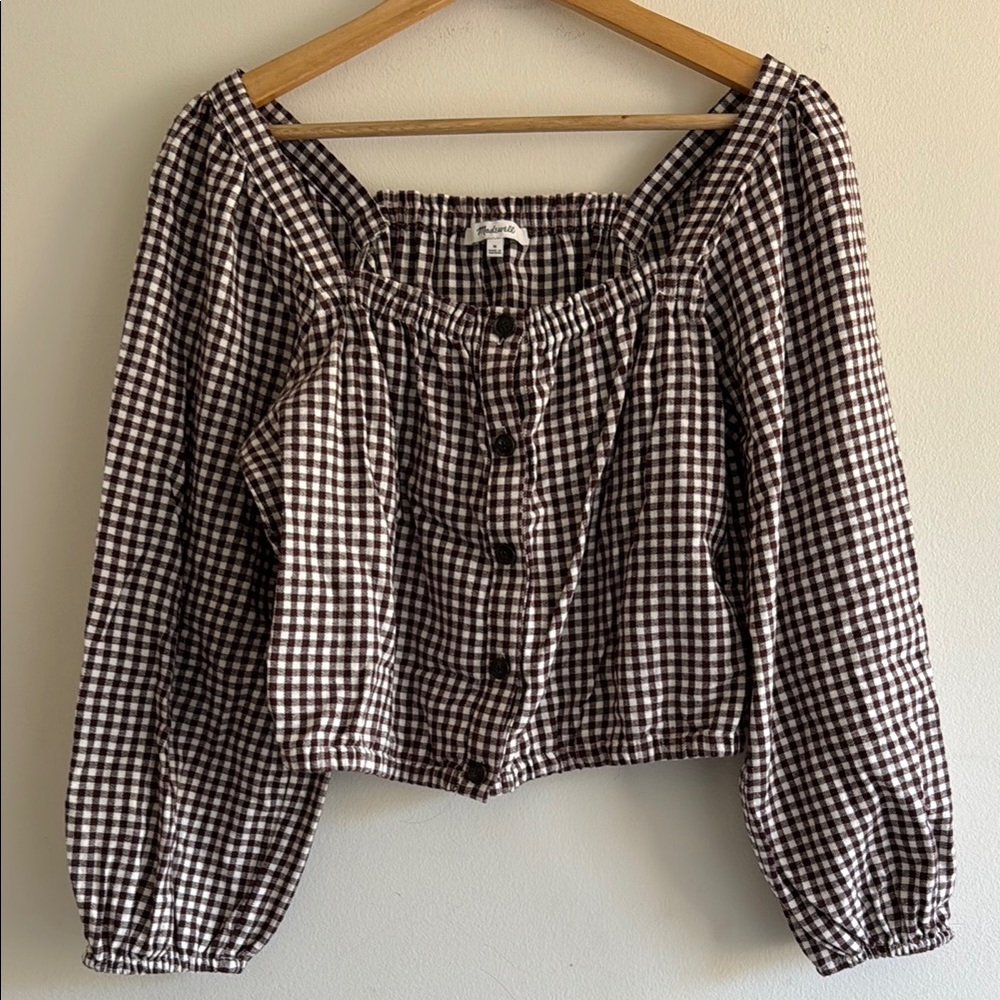Brown Gingham Women's Top